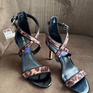 Nine West Leopard Print Strappy Heels